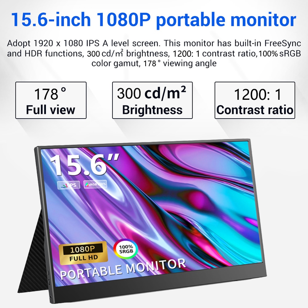 15.6 FHD 300 Nits ޴    PC Ʈ ġ PS5/4 IPS 100% sRGB HDR LCD  HDMI USB-C ÷